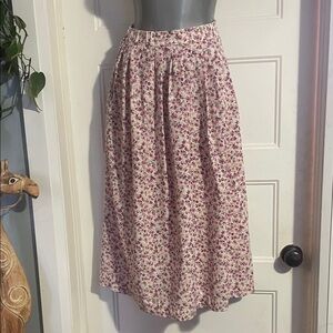 Floral A-Line Skirt in Cream and Pink